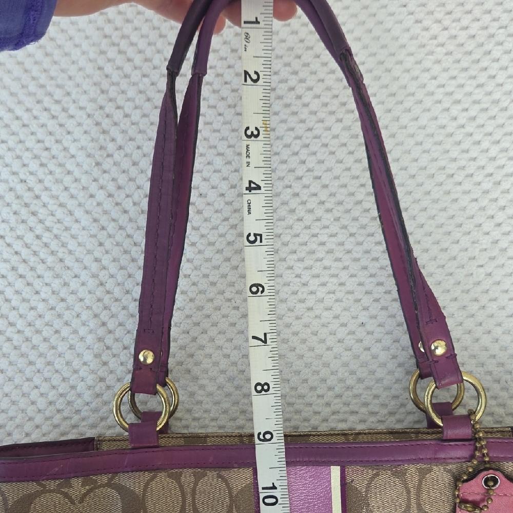 Coach Brown Purple Vintage Signature Coated Canvas Tote - Picture 16 of 16